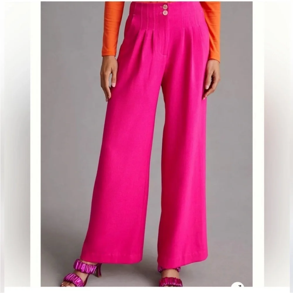 Anthropologie Pink Wide-Leg Pants
